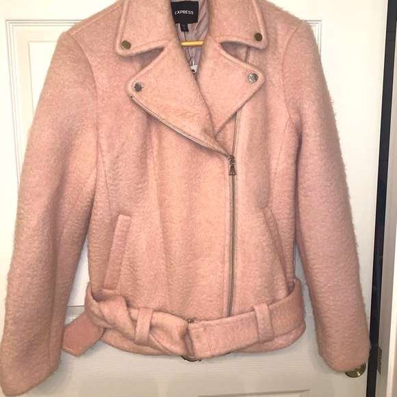 Fuzzy Pale Pink Moto Jacket - Picture 5 of 6